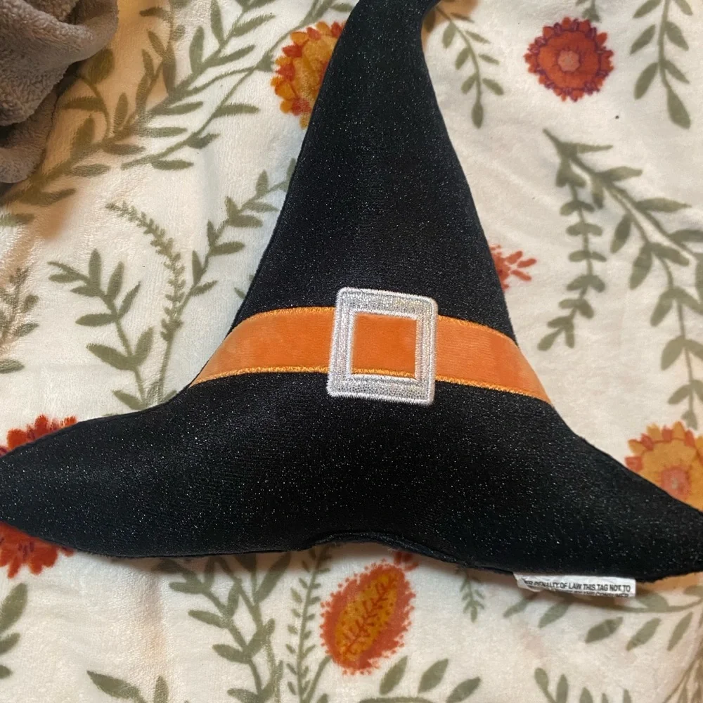 Black Witch Hat Halloween Pillow w/ Orange Band Seasonal Fall Decor-New Target